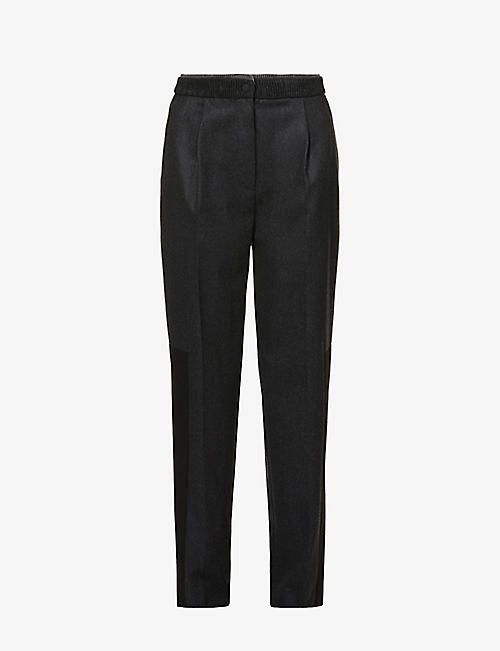 PORTS 1961: Elasticated-waist tapered high-rise wool trousers