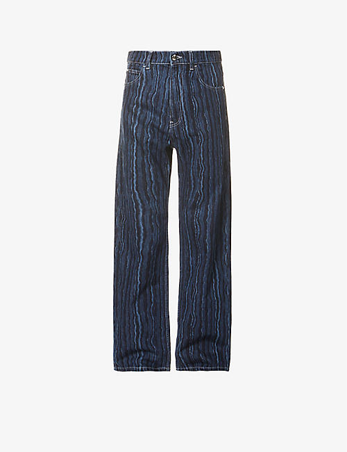 MARNI: Striped relaxed-fit jeans