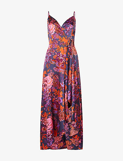 CHI CHI LONDON: Floral high-low crepe maxi dress