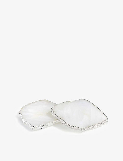 ANNA NY BY RABLABS: Kivita silver-plated crystal coasters set of two 17cm