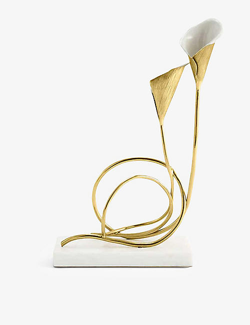 MICHAEL ARAM: Calla Lilly polished brass candle holder 20cm