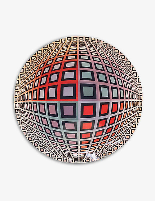 VASARELY X VENUS AND THE CAT: Anneaux limited-edition bone-china plate 28cm