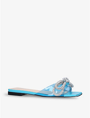 MACH & MACH: Double Bow crystal-embellished PVC flats