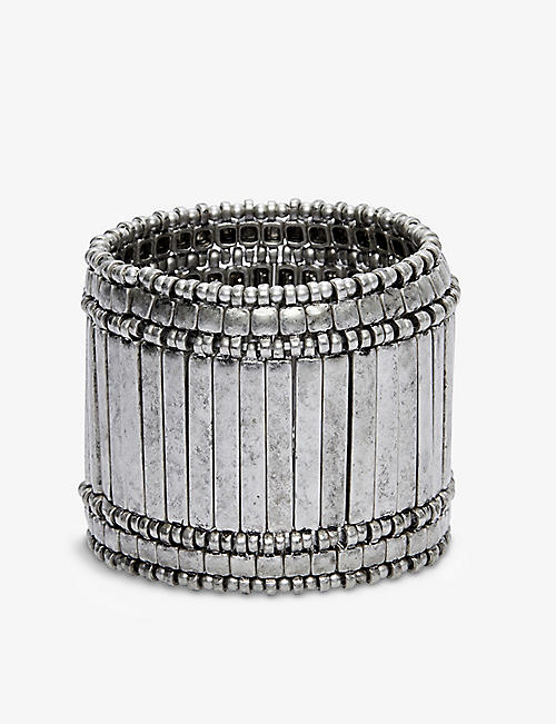 THE WHITE COMPANY: Silver Ox elasticated zinc cuff bracelet