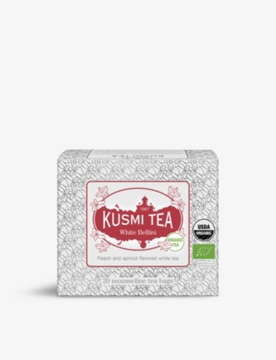KUSMI TEA: White Bellini organic flavoured white tea bags 40g