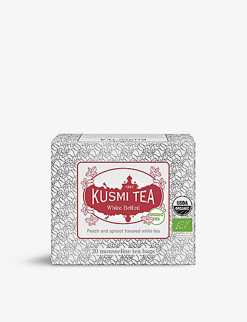 KUSMI TEA: White Bellini organic flavoured white tea bags 40g