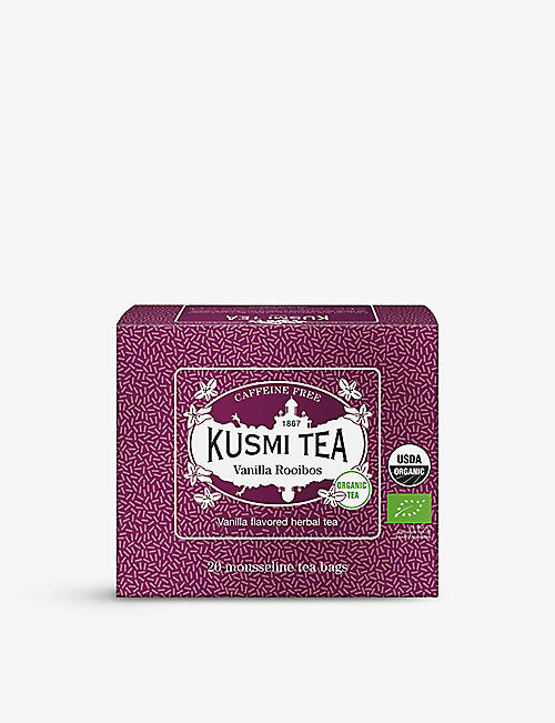 KUSMI TEA: Vanilla Rooibos organic teabags box of 20 40g