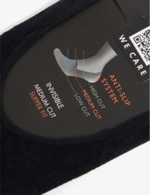 Shop Falke Men's Dark Navy Step Medium-cut Invisible Cotton-blend Socks In Blue