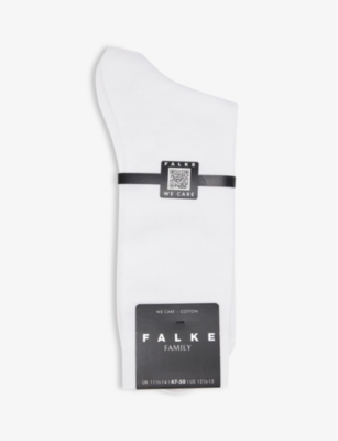 Falke Family Ribbed Stretch-cotton-blend Socks In White