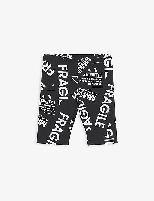 MM6 MAISON MARGIELA: Fragile graphic-print stretch-cotton cycling shorts 8-16 years