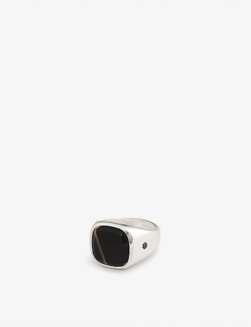 HATTON LABS: Desert sterling silver, sapphire and agate signet ring
