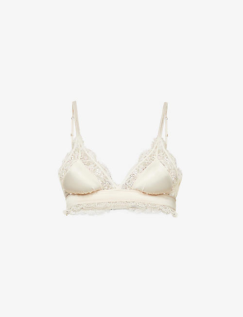 LOVE STORIES: Love Lace lace-embellished woven bralette