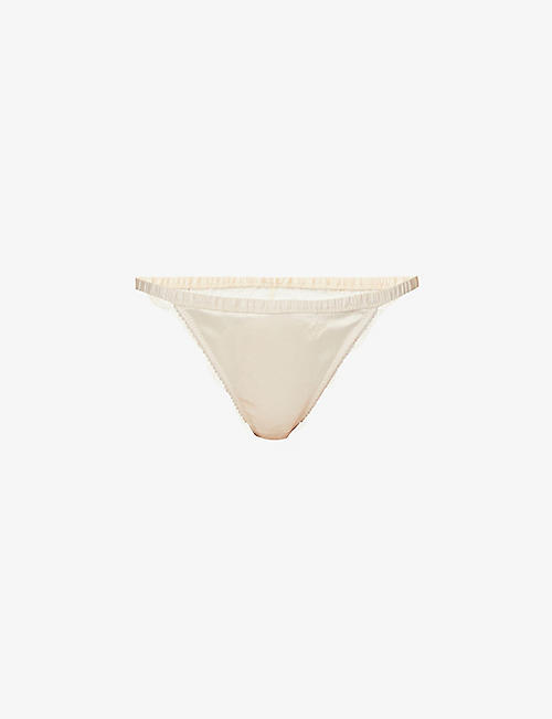 LOVE STORIES: Charlotte lace-embellished stretch-satin briefs
