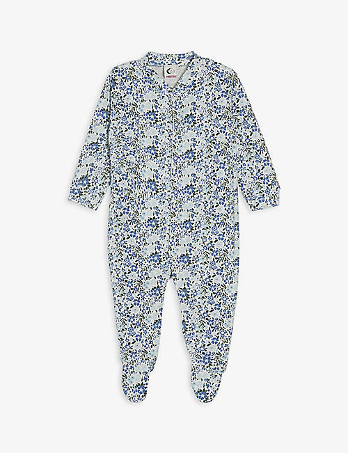SLEEPY DOE: Icy Floral all-in-one organic-cotton sleepsuit 0-12 months