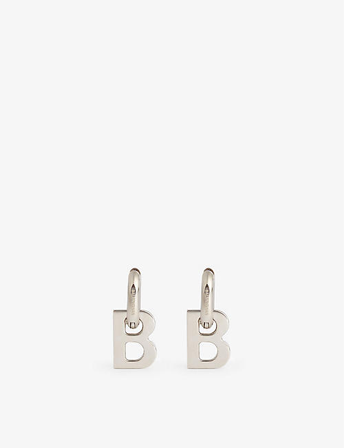BALENCIAGA: B brass hoop earrings