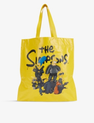 BALENCIAGA - Balenciaga x The Simpsons graphic-print leather tote bag ...