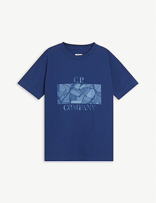 CP COMPANY：徽标印花圆领平纹针织棉 T 恤 4-14 岁