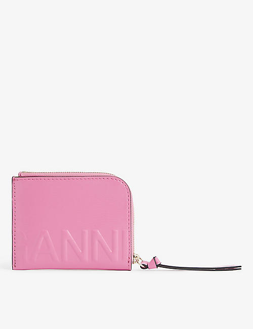 GANNI: Logo-embossed leather wallet
