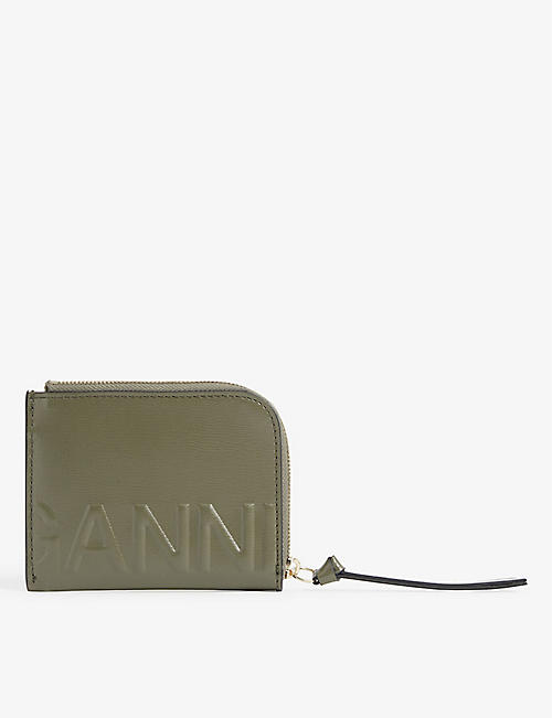 GANNI: Logo-embossed recycled-leather wallet