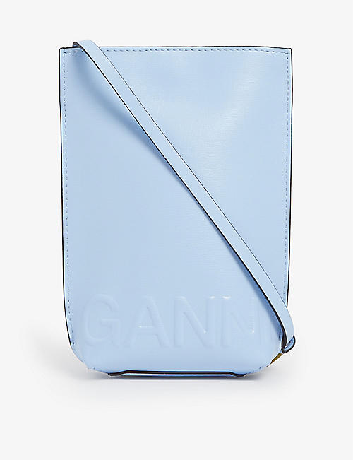 GANNI: Logo-embossed recycled leather cross-body bag