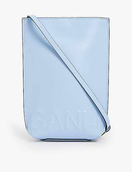 GANNI - Logo-embossed recycled leather cross-body bag | Selfridges.com GANNI - Logo-embossed recycled leather cross-body bag | Selfridges.com