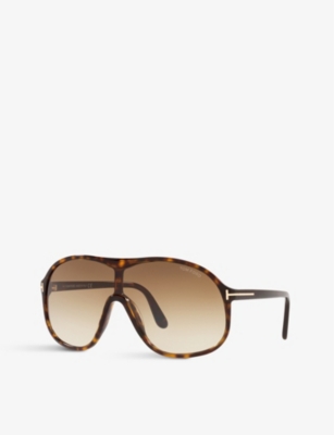 Shop Tom Ford Womens Brown Ft0964 Drew Aviator-frame Acetate Sunglasses
