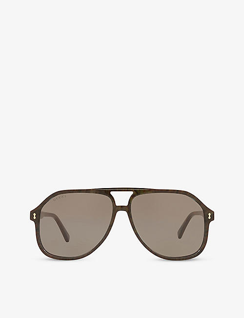 GUCCI: GG1042S aviator-frame acetate sunglasses