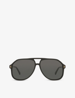 Gucci Aviator Tortoiseshell-acetate Sunglasses In Black