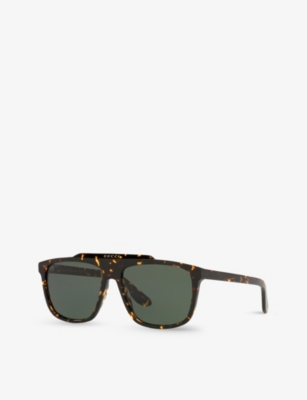 Gucci Womens Brown Gg1039s Rectangular-frame Acetate Sunglasses In Brown