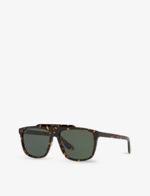 Shop Gucci Women's Brown Gg1039s Rectangular-frame Acetate Sunglasses