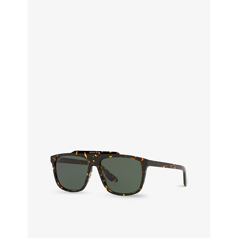 Shop Gucci Women's Brown Gg1039s Rectangular-frame Acetate Sunglasses
