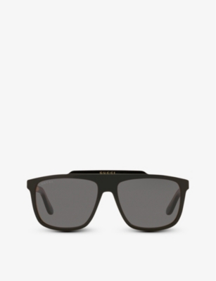 Gucci Womens Black Gg1039s Rectangular-frame Acetate Sunglasses