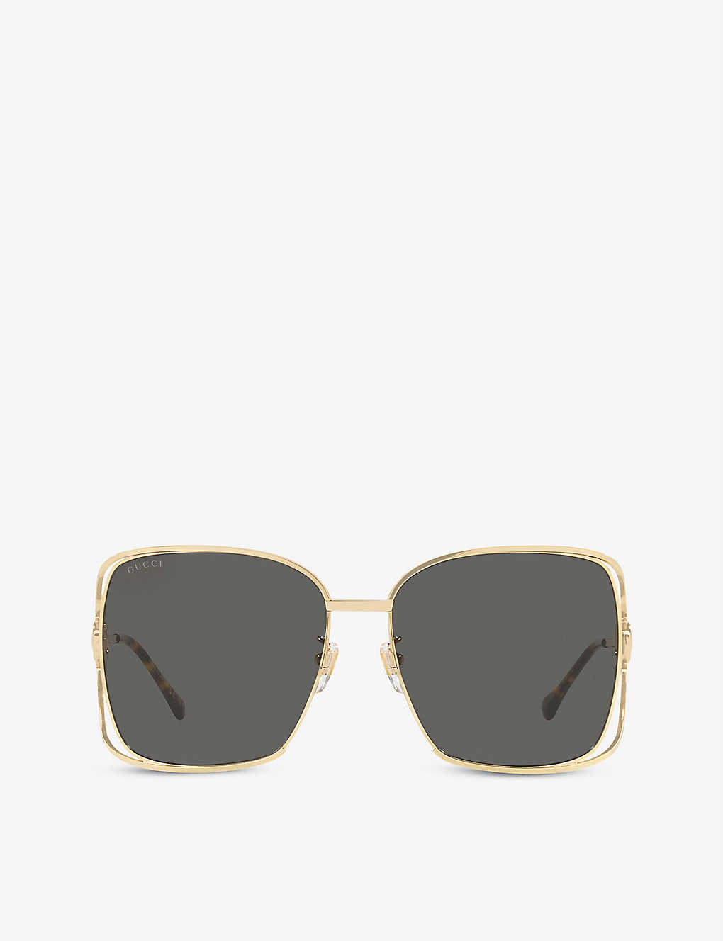Gucci Gg1020s Square-frame Metal Sunglasses In Gold