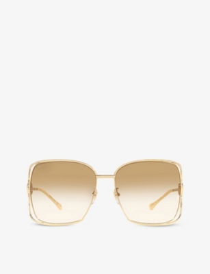 GUCCI: GG1020S square-frame metal sunglasses