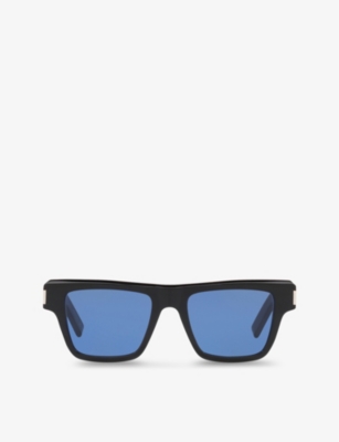 Saint Laurent Sl469 Rectangle-frame Acetate Sunglasses In Black
