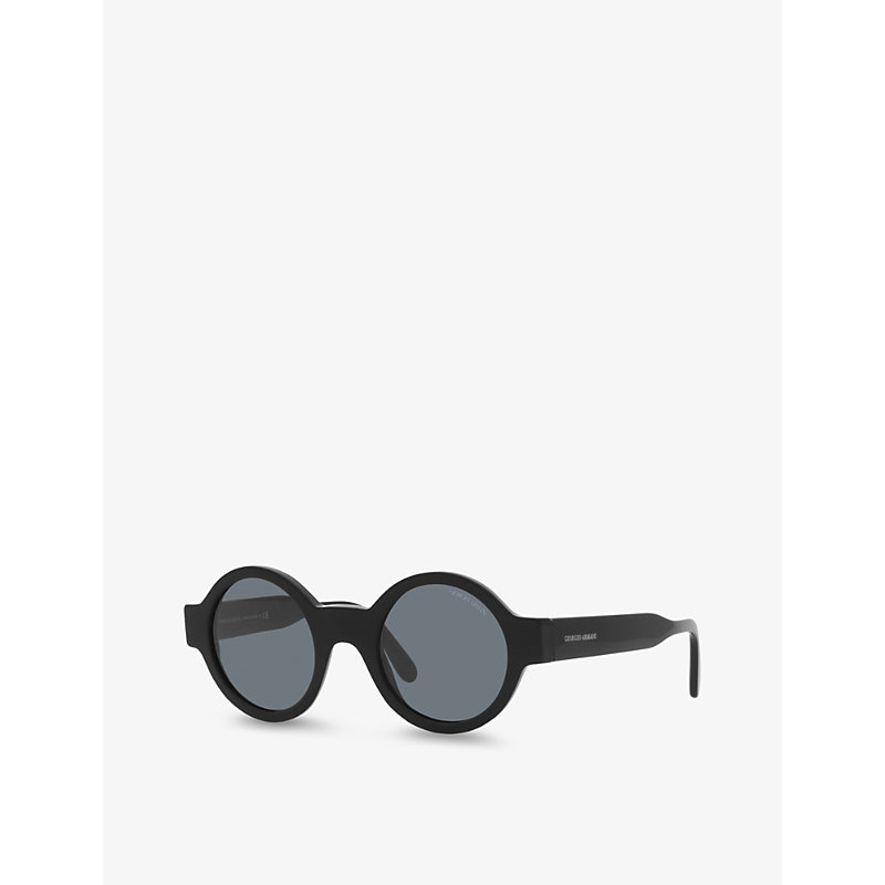 Shop Giorgio Armani Women's Black Ar 903m Round Acetate Sunglasses