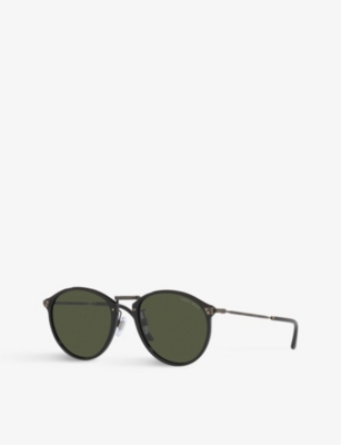 Shop Giorgio Armani Womens Black Ar318sm Round-frame Acetate And Metal Sunglasses