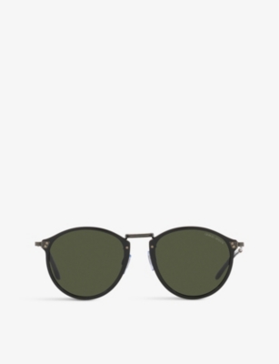 Giorgio Armani Ar318sm Round-frame Acetate And Metal Sunglasses In Black