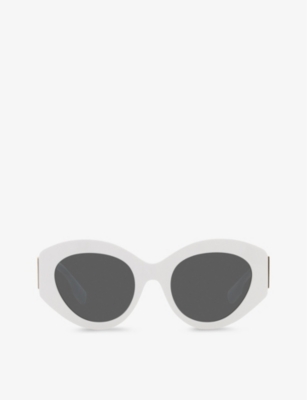 Shop Burberry Women's White Be4361 Sophia Cat-eye Sunglasses