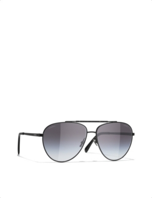 Pre-owned Chanel Womens Black Ch4279b Crystal-embellished Metal Pilot Sunglasses