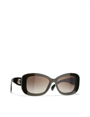 Pre-owned Chanel Womens Brown Ch5468b Rectangle-frame Acetate Sunglasses