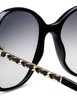 Pre-owned Chanel Womens Ch5210q Square-frame Acetate Sunglasses Black