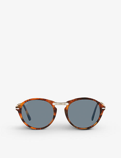 PERSOL: PO3274S round-frame folding acetate and metal sunglasses