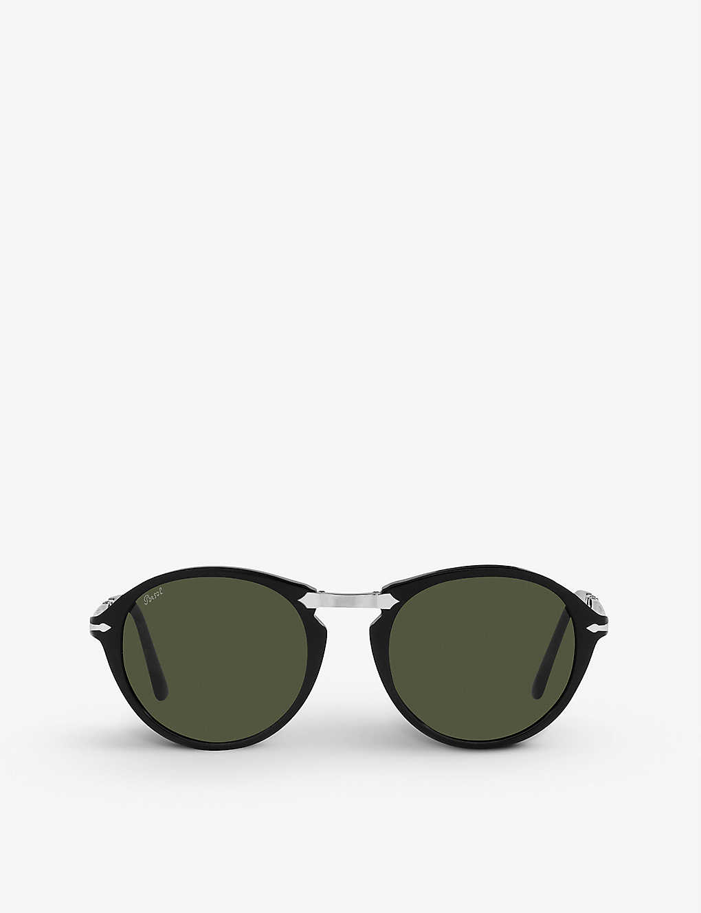 Persol Po3274s Round-frame Folding Acetate And Metal Sunglasses In Black