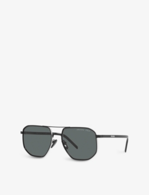 Prada Womens Pr 59ys Slim-temple Metal Sunglasses Black In Black