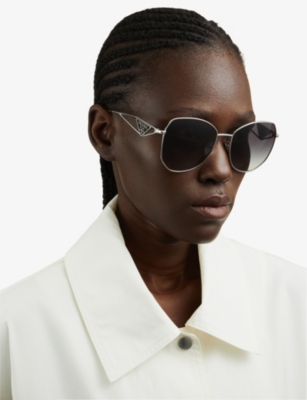 Prada Womens Silver Pr 57ys Aviator Steel And Polyamide Sunglasses In Silver