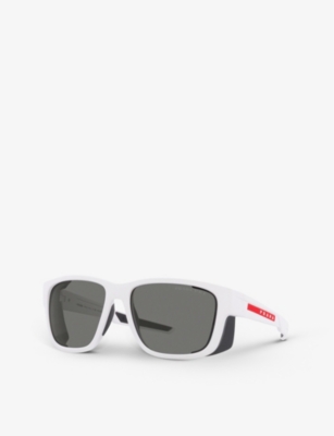 Shop Prada Linea Rossa Women's White Pillow-frame Removable Rubber-blinder Nylon Sunglasses
