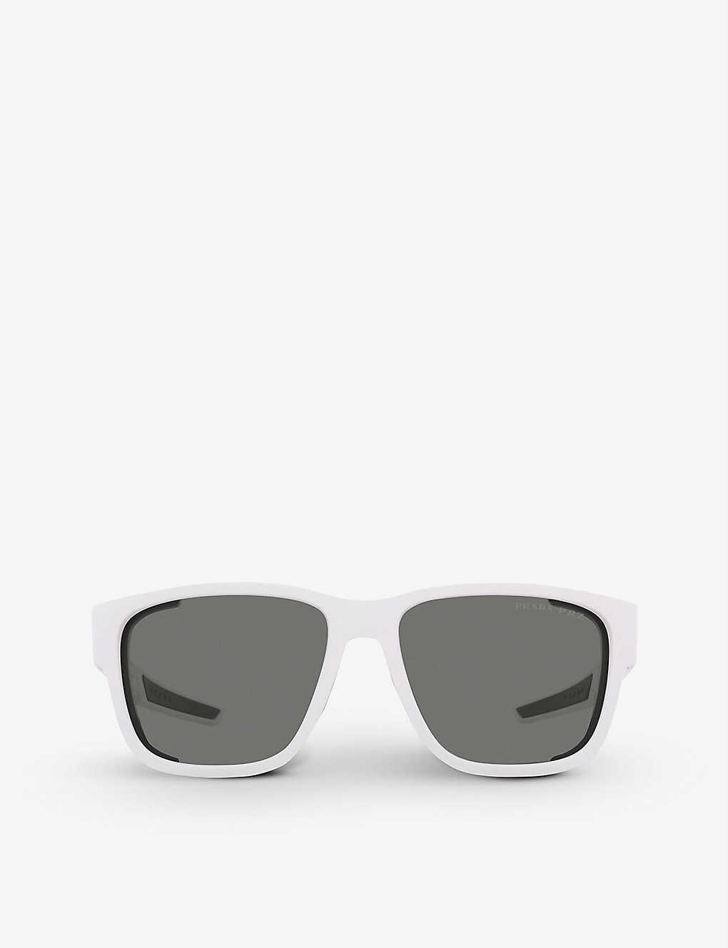 Prada Pillow-frame Removable Rubber-blinder Nylon Sunglasses In White