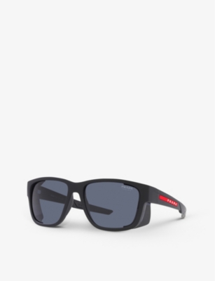 Prada Pillow-frame Removable Rubber-blinder Nylon Sunglasses In Black