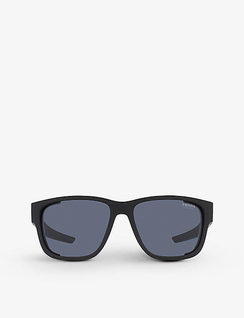 PRADA LINEA ROSSA: Pillow-frame removable rubber-blinder nylon sunglasses